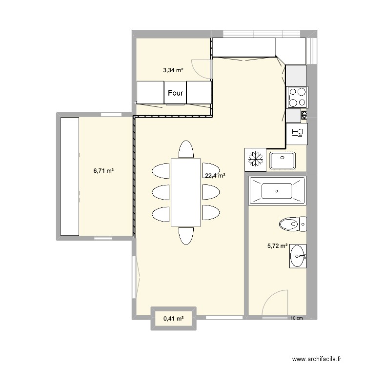 Plan DOBBI cuisine 1. Plan de 5 pièces et 39 m2