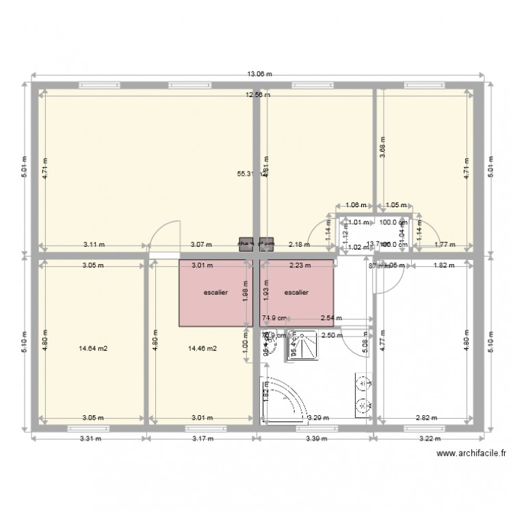 maison sans garage 13m étage. Plan de 0 pièce et 0 m2