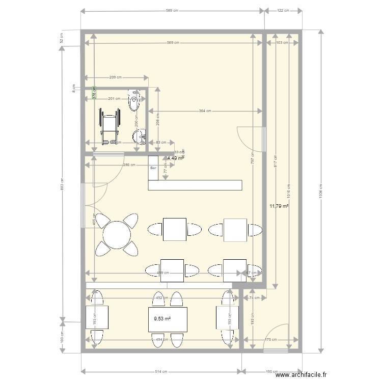 pacifique bar agencement. Plan de 0 pièce et 0 m2