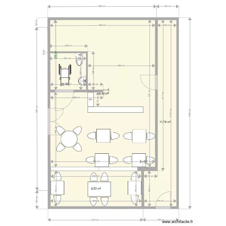 pacifique bar agencement. Plan de 