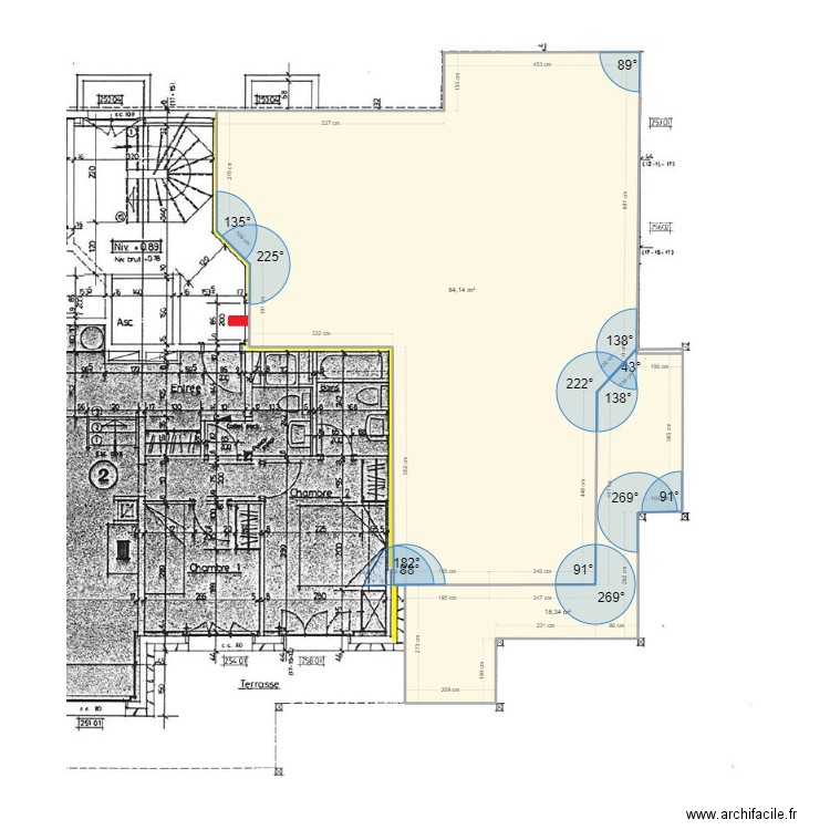 FLORISSANT 113 1). Plan de 2 pièces et 102 m2