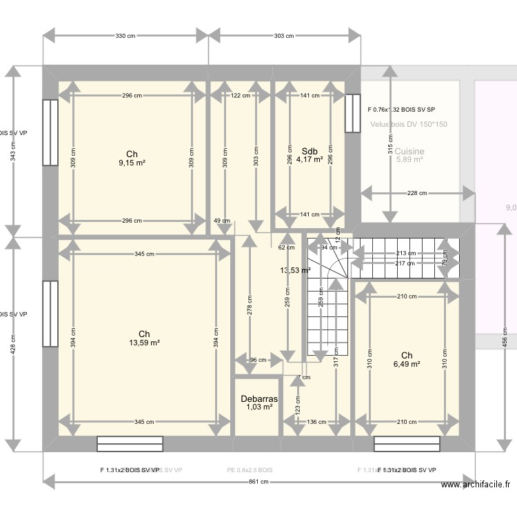 Diakaté. Plan de 12 pièces et 113 m2