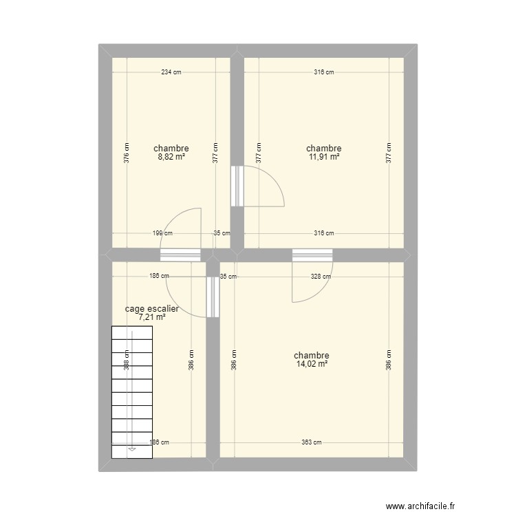 et1 glain. Plan de 4 pièces et 42 m2