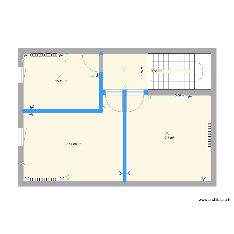 Rez de chauss&eacute;e PYO. Plan de 4  et 54 m²