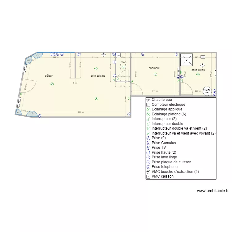 appartement 1 Elec et plaquiste. Plan de 