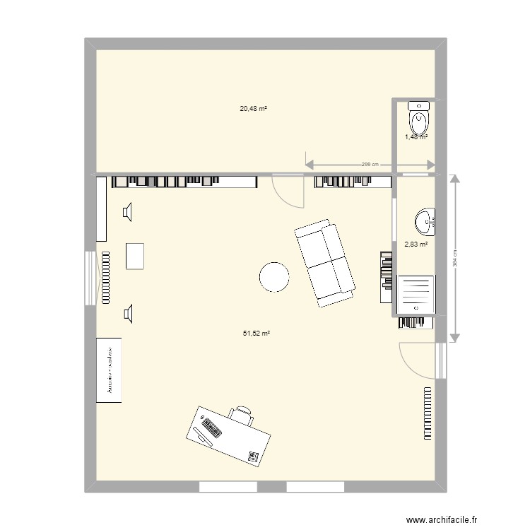 sdb haut v3. Plan de 4 pièces et 76 m2