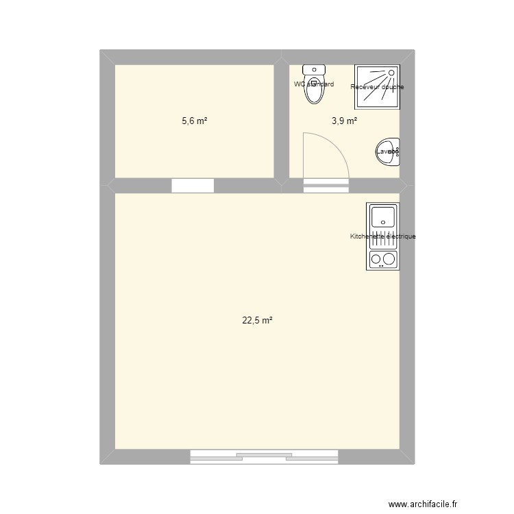 Membre (Hochets). Plan de 3 pièces et 32 m2