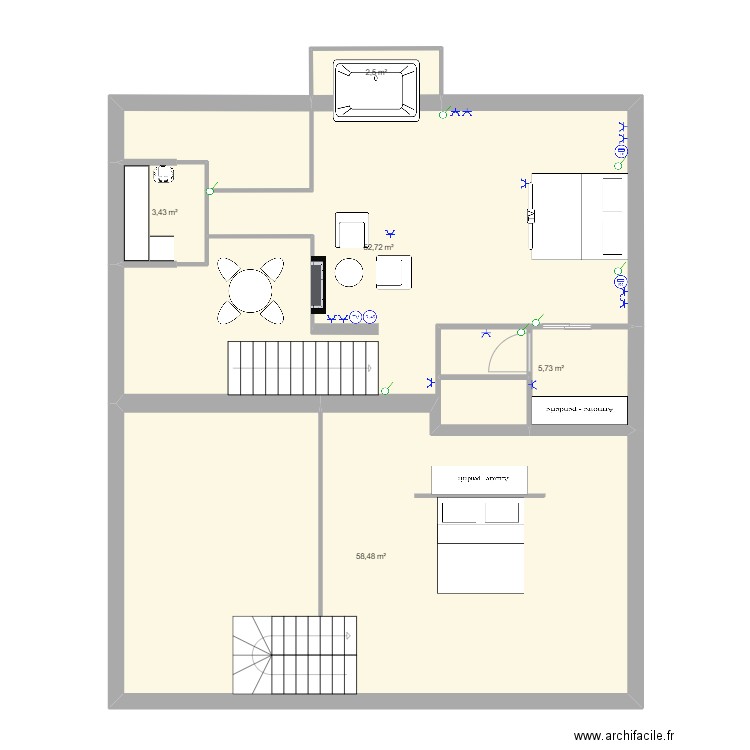 KetN 3  menzzanine definitif 7 prise+inter. Plan de 0 pièce et 0 m2