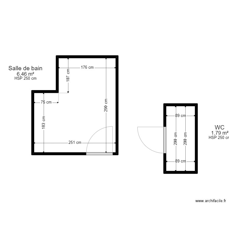 DEBORDE. Plan de 2 pièces et 8 m2