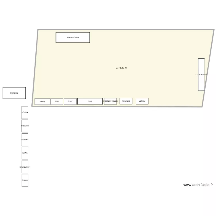 24H motos. Plan de 1 Pièce et 2775 m²