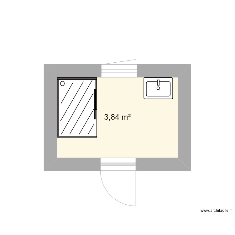 SDB 1. Plan de 1 pièce et 4 m2