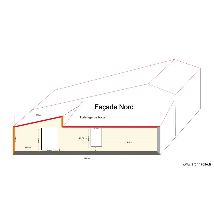 Façade Nord. Plan de 0 pièce et 0 m2