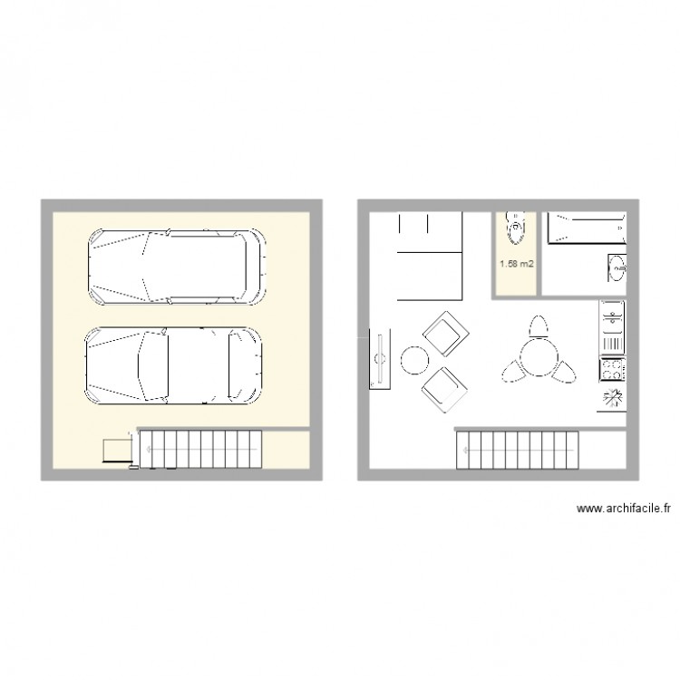 garage plus logement etudiant. Plan de 0 pièce et 0 m2