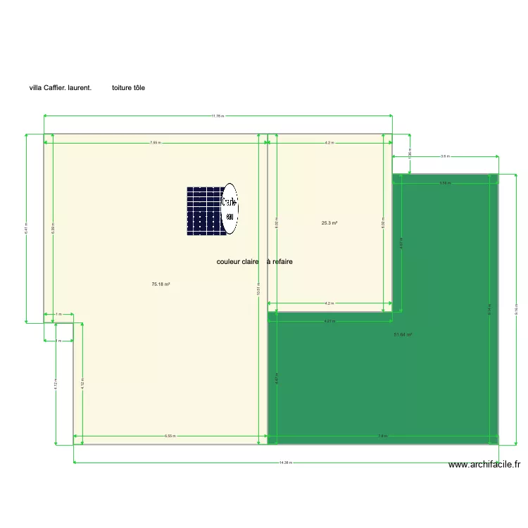 villa Caffier toiture tole . Plan de 