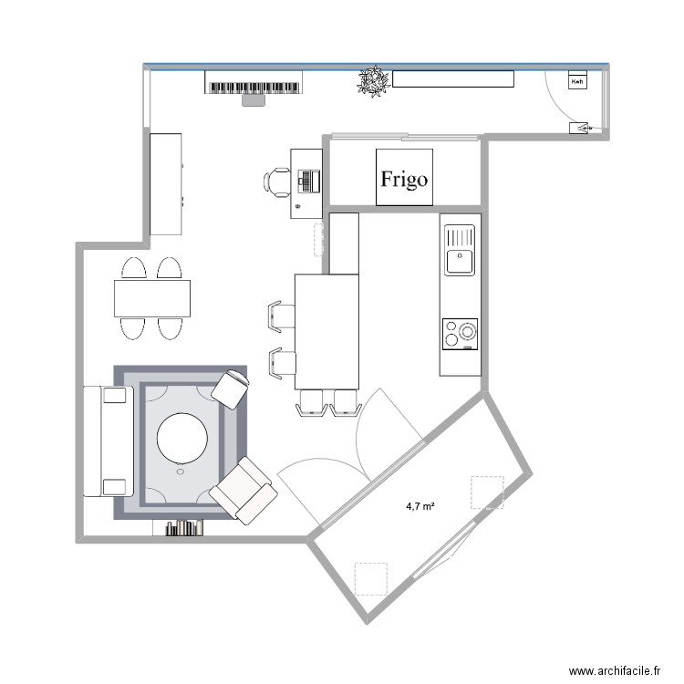 Idée 1. Plan de 1 pièce et 5 m2