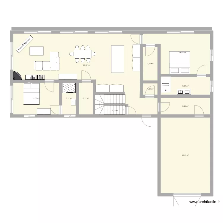 projet maison toit plat RDC. Plan de 