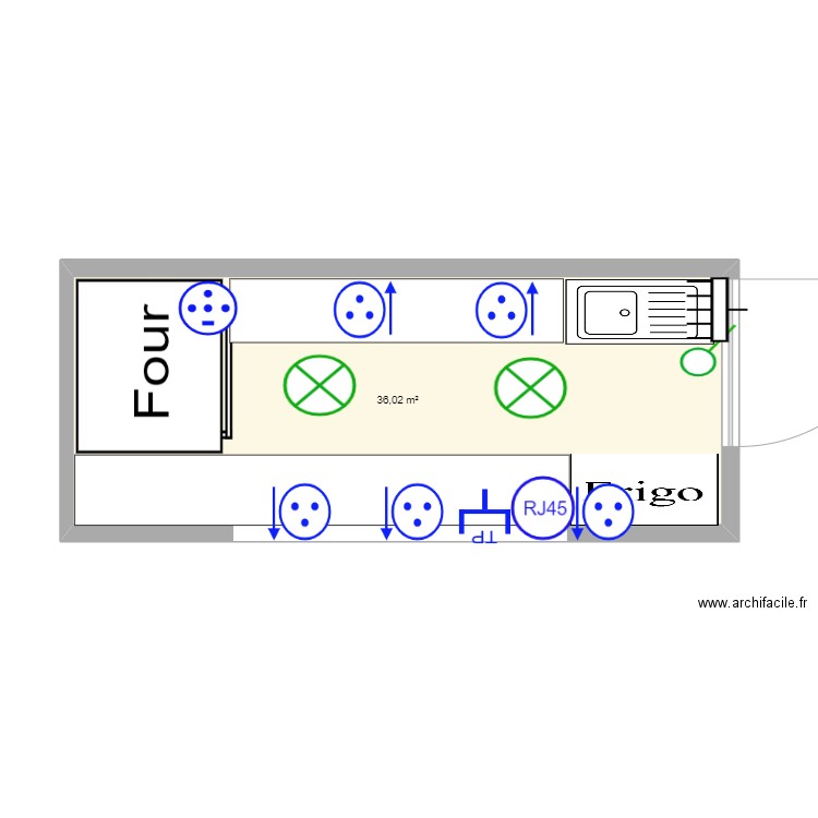 plan elec pizzeria . Plan de 1 pièce et 36 m2