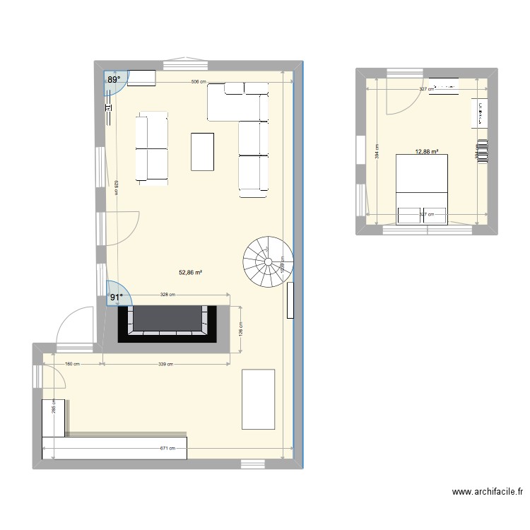 clos du figuier. Plan de 2 pièces et 66 m2