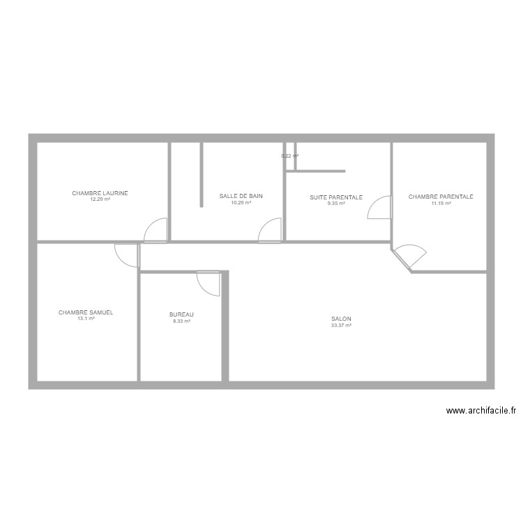 Étage bis. Plan de 8 pièces et 98 m2