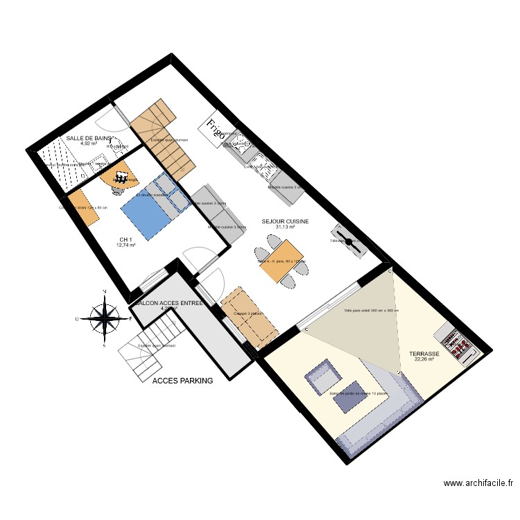 BOUDISSA T4 HAUT. Plan de 10 pièces et 113 m2