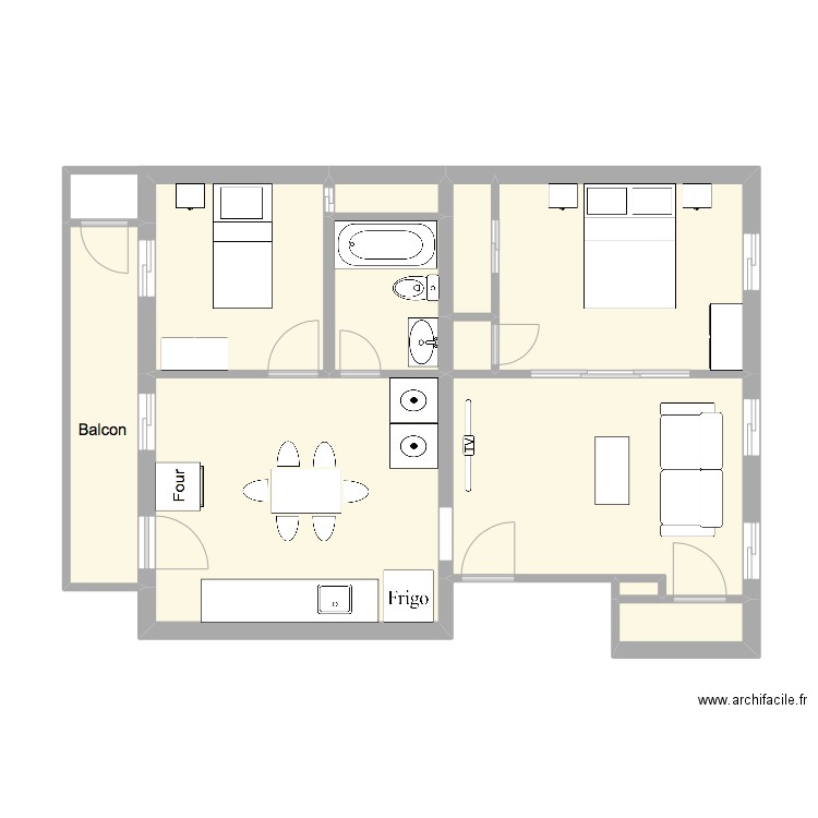 167-1 snp. Plan de 11 pièces et 60 m2