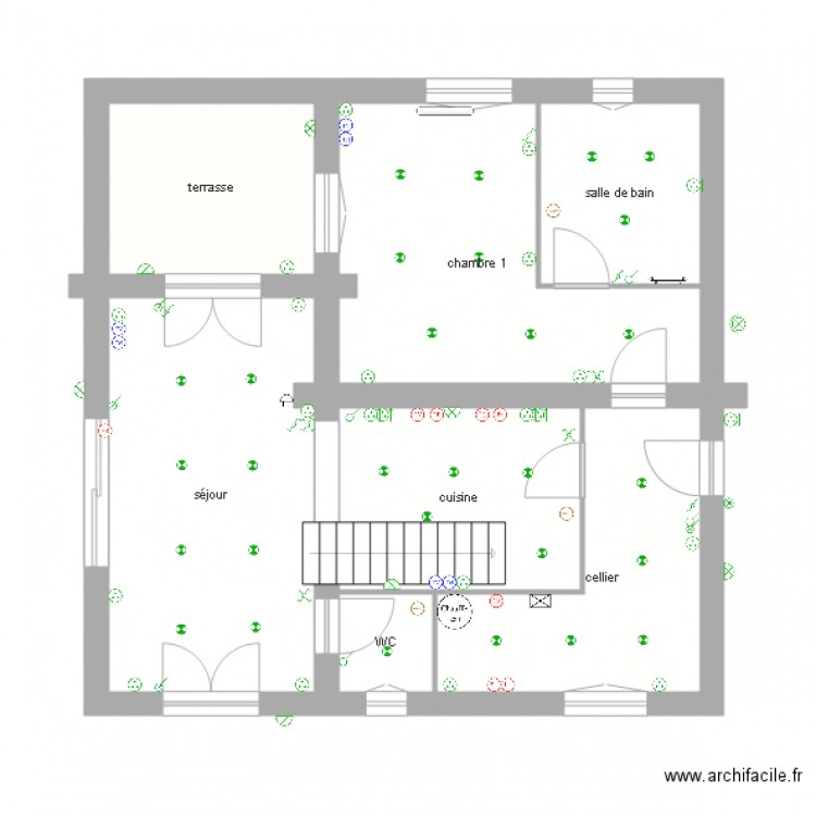 valentin RdC prise  éclairage. Plan de 0 pièce et 0 m2