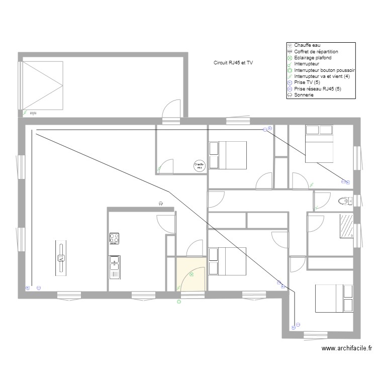 Maison plein pied Mario Circuit RJ45 et TV. Plan de 0 pièce et 0 m2