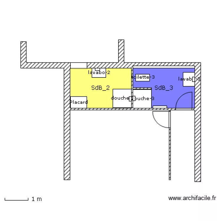Salles de bains. Plan de 