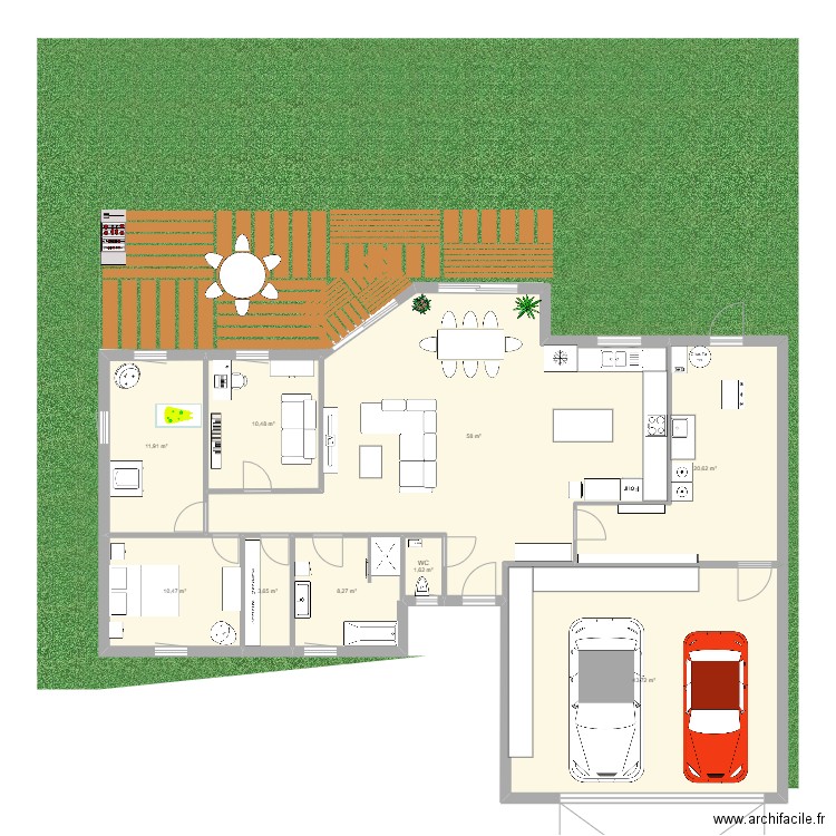 PLAN MAISON 2. Plan de 9 pièces et 169 m2