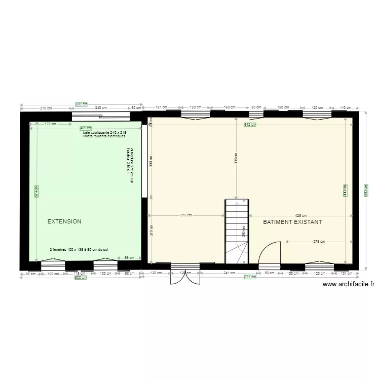 Plan rez de chauss&eacute;e2. Plan de 