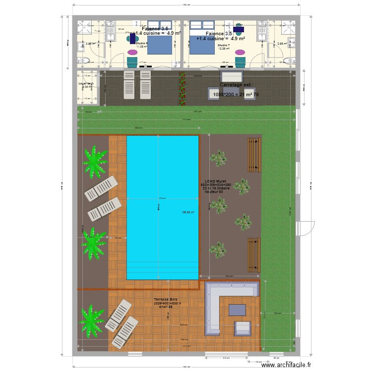 piscine studio 6 et 7 Carrelage Z2. Plan de 0 pièce et 0 m2