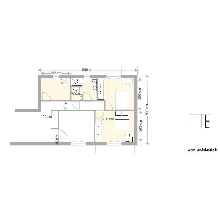 Guillaume Chambre   2. Plan de 3 pièces et 35 m2