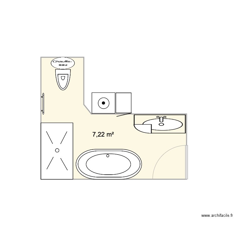 SDB 4. Plan de 1 pièce et 7 m2