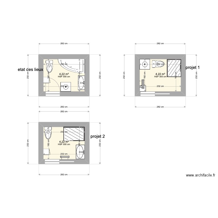 jean-wilfried et solange. Plan de 3 pièces et 13 m2