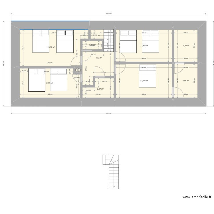 Grange Neuville Projet 1er (2). Plan de 10 pièces et 77 m2