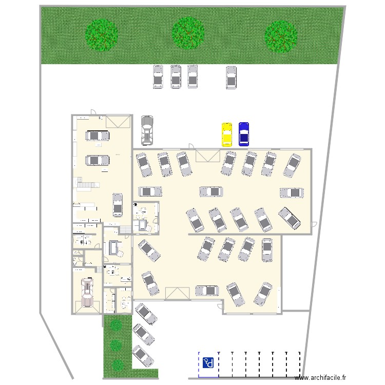 events auto. Plan de 14 pièces et 1102 m2