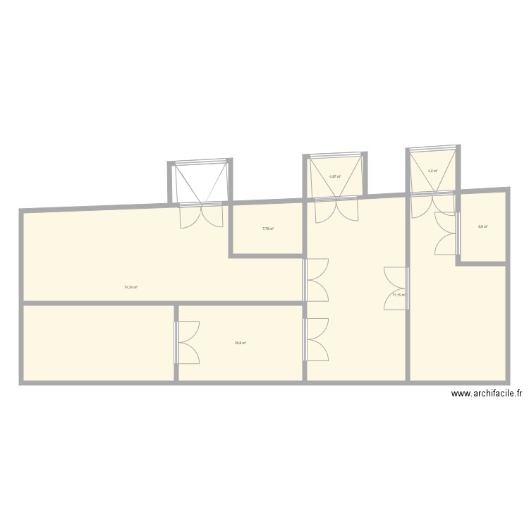 Usine 1. Plan de 7 pièces et 190 m2