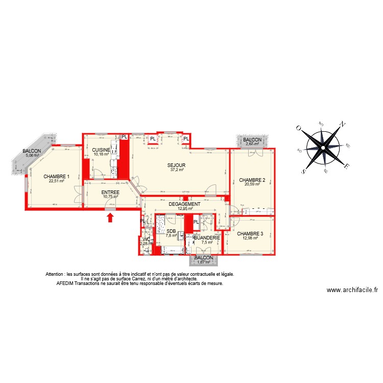 BI 8023 PASCAL. Plan de 26 pièces et 161 m2