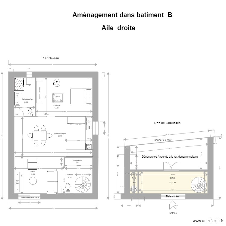GFA BERTHOULET 6 et 6 bis (D). Plan de 2 pièces et 14 m2