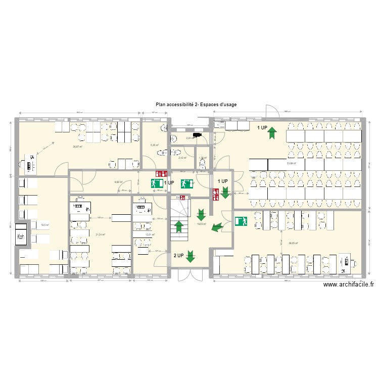 Sécurité RDC Guillemin. Plan de 13 pièces et 216 m2