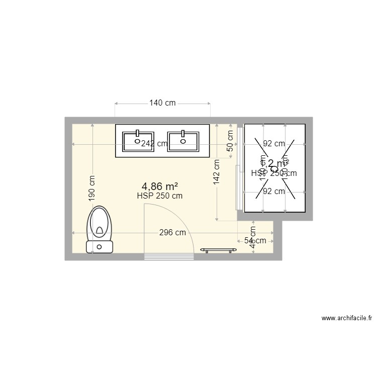 SDD Salime. Plan de 2 pièces et 6 m2