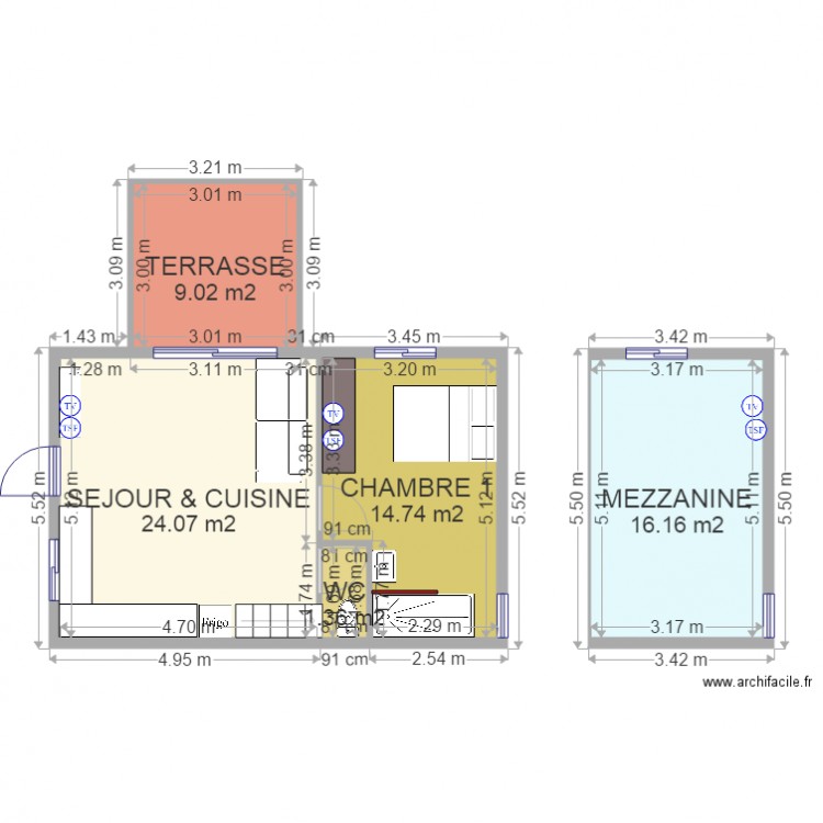 BUNGALOW DEFINITIF AVEC MESURE EQUIPEMENTS. Plan de 0 pièce et 0 m2