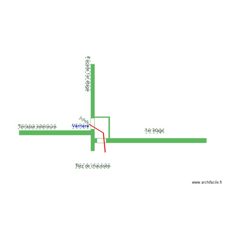 puit de lumiere , verriere. Plan de 1 pièce et 1 m2