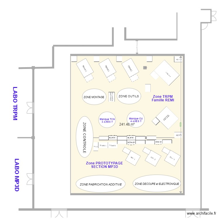 PLAN ATELIER TRPM ET PROTOTYPAGE. Plan de 1 pièce et 241 m2