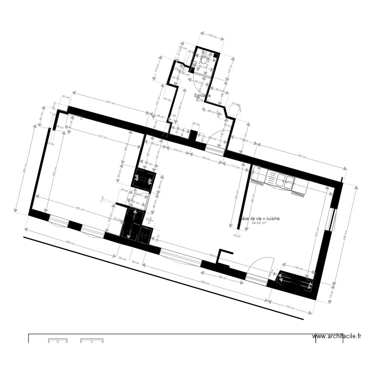 coupe existant Audrey. Plan de 0 pièce et 0 m2