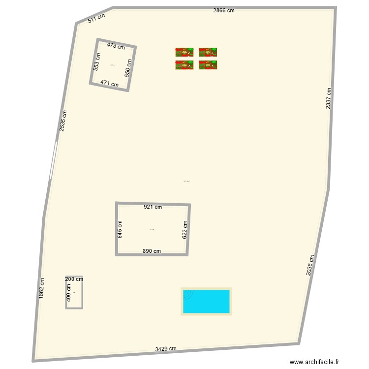 jardin l'être. Plan de 3 pièces et 1627 m2