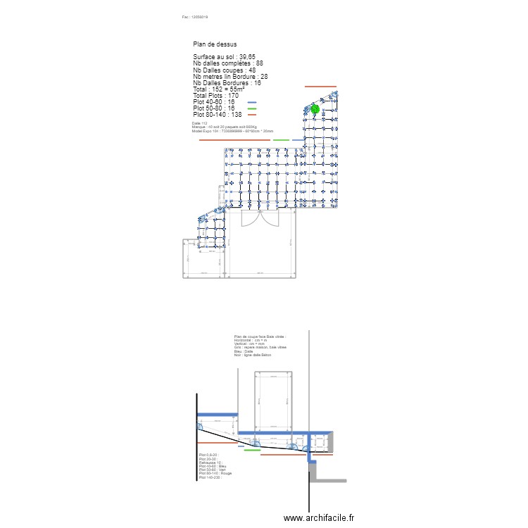 Plan Terrasse dalle plot. Plan de 0 pièce et 0 m2