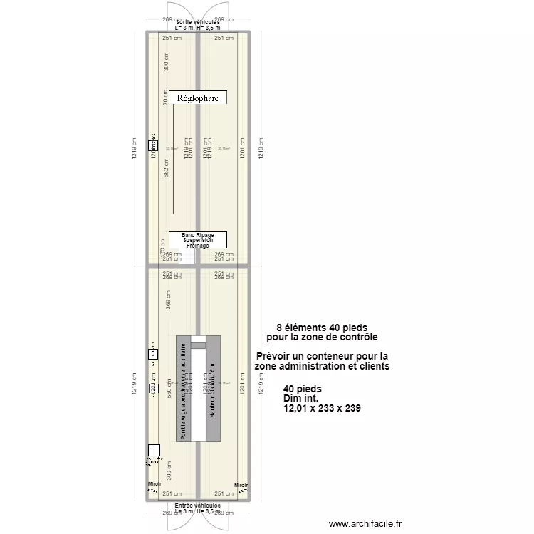 CCT VL avec conteneurs 40 pieds. Plan de 