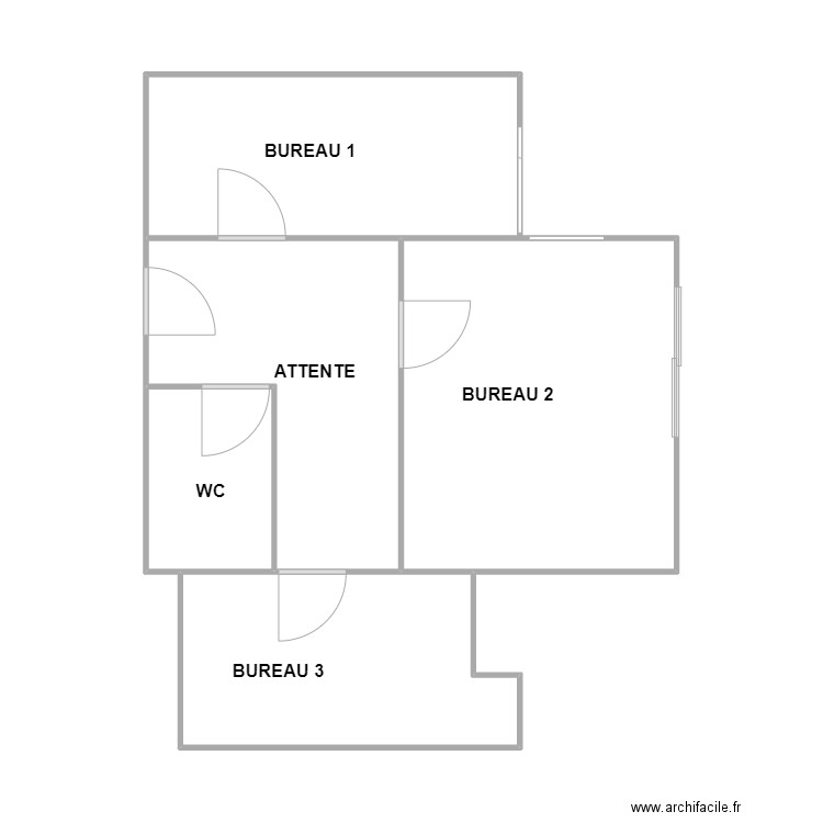 Cabinet paramédical LC. Plan de 4 pièces et 40 m2