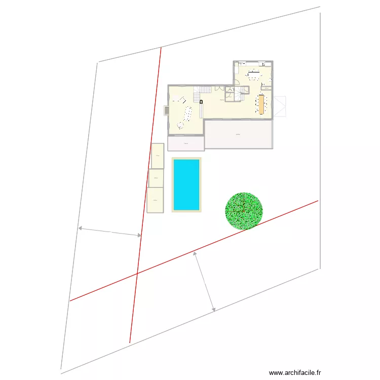 muscadelle RDC avec terrasse et piscine   terrain2. Plan de 